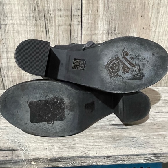 Free People City Of Lights Black Open Toe Lace Up Back Cut Out Heel Boots Sz 10 - Picture 16 of 16